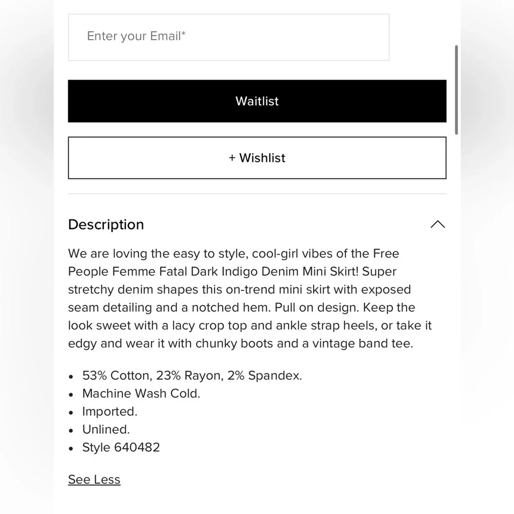 NWT ✨ Free People Femme Fatal dark indigo denim mini skirt - Picture 8 of 14